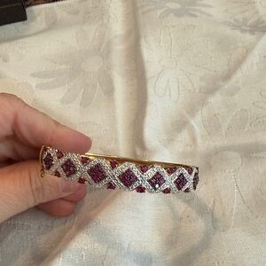 Gold-Tone Bracelet with Ruby Crystal Accents